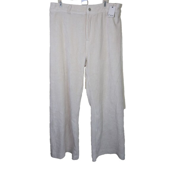 Dex Wide Leg Corduroy Ankle Pant in Ecru High Rise Size XL - Picture 1 of 16